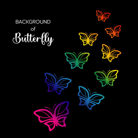 background of butterfly flying on black backgroundのイラスト素材