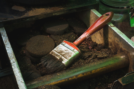 Coffee shop customers have come to much coffee grinder and coffee malfunctioningの写真素材