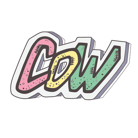 Funny graphic lettering for word Â«cowÂ»のイラスト素材
