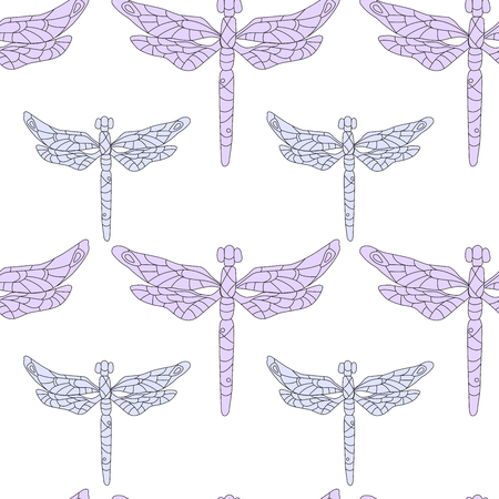 Dragonfly seamless pattern. Dragonfly background. Vector illustrationのイラスト素材