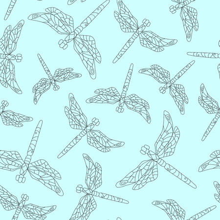 Dragonfly seamless pattern. Dragonfly background. Vector illustrationのイラスト素材