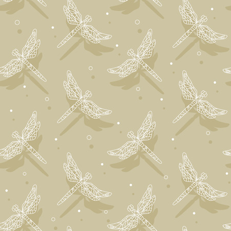 Soaring dragonfly cast shadows. Seamless pattern. Vector illustrationのイラスト素材
