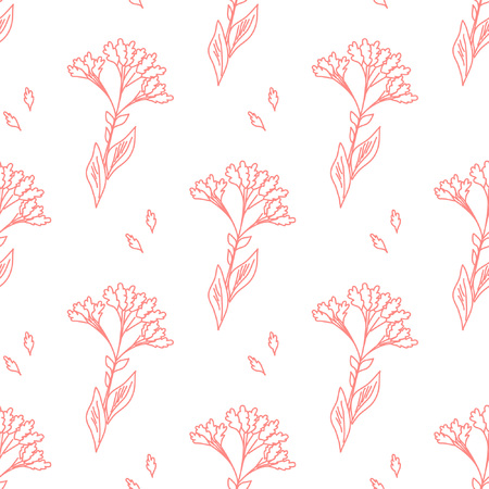Seamless pattern with wildflowers. Floral background. Linear style vector illustrationのイラスト素材