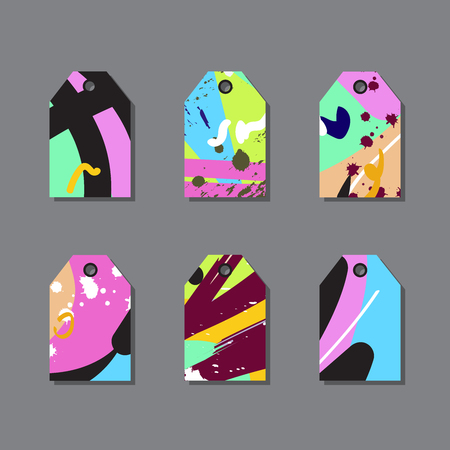 Bright collection of tags for gifts and shops. Abstract artのイラスト素材