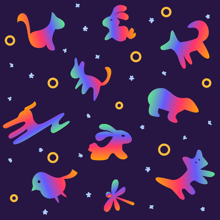 Colorful animals. Seamless pattern. Vector illustrationのイラスト素材