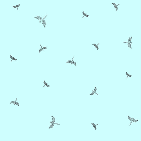 Minimalist seamless pattern. Flying dragonflies. Vector illustrationのイラスト素材