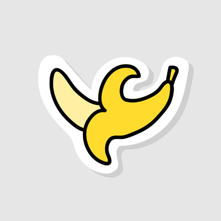 Useful tasty and most importantly coolly painted banana. Isolated image for badge, sticker or patch. Vector illustrationのイラスト素材