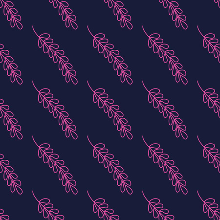 Seamless pattern with leafs and stalks. Floral background. Linear style vector illustrationのイラスト素材