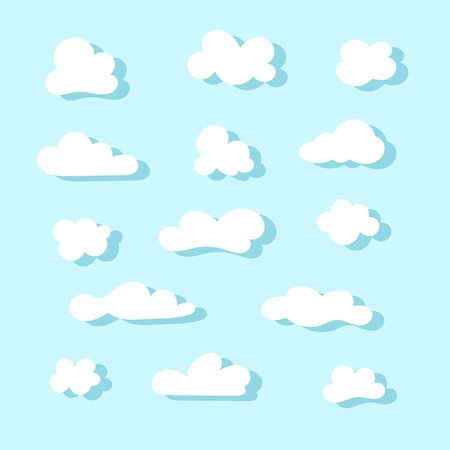 Set of cute cartoon clouds. Vector illustrationのイラスト素材