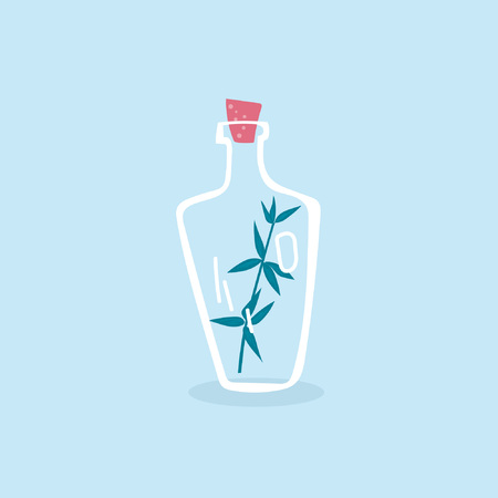 Beautiful empty bottles with stalk  inside. Nice and gentle picture for decorationのイラスト素材