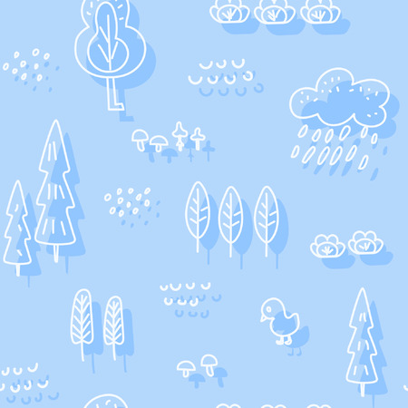 Cute children's seamless pattern with forest theme. Cool bright ornament is great for prints,...