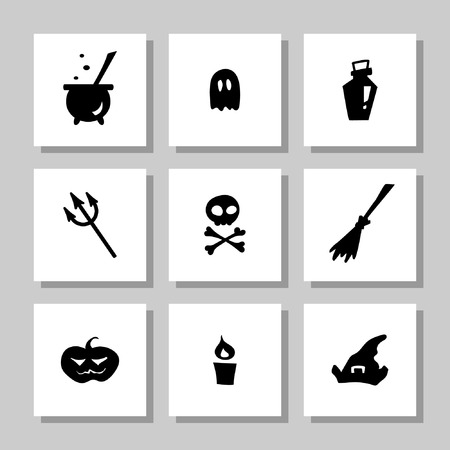 Collection of simple images on the topic of Halloweenのイラスト素材