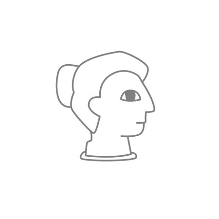 Linear image of a girl's head. Female bust vector illustration. Greek profile. のイラスト素材