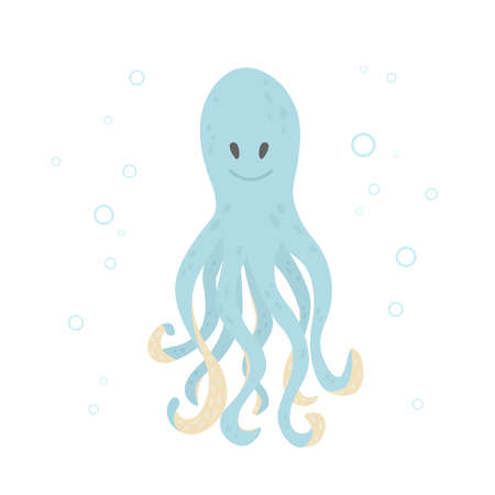 Cute octopus character. Vector illustration in cartoon styleのイラスト素材