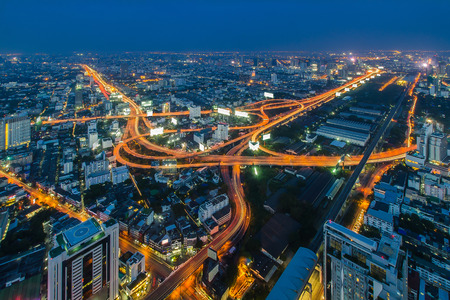 Bangkok Expressway and Highway top view, Thailandの写真素材