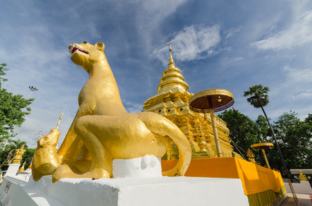 Thai temple with blue sky, Thailandの写真素材