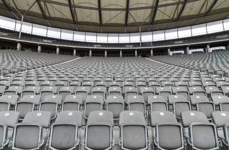 Stadium with row of empty seatの写真素材