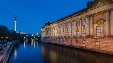 The Museum Island in Berlin at night with tv towerのeditorial素材