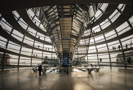 BERLIN, GERMANY - Apirl 17 : View of Reichstag dome on Apirl 17, 2013 in Berlin, Germany. The Reichstag dome is a glass dome constructed on top of the rebuilt Reichstag building.のeditorial素材