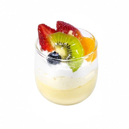 fruit cup cake on white backgroundの写真素材
