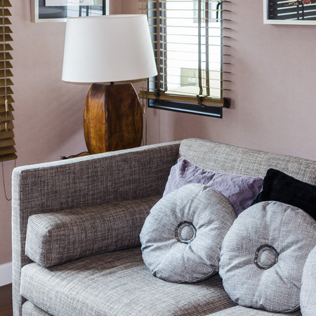classic living room design with grey sofaの写真素材