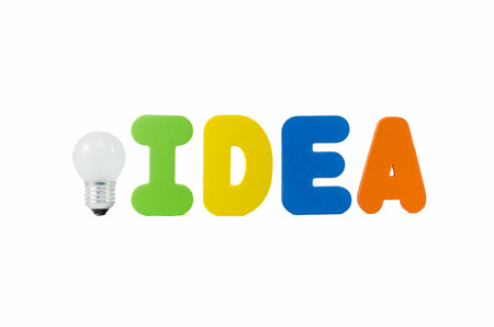 Colorful word idea with white backgroundの写真素材