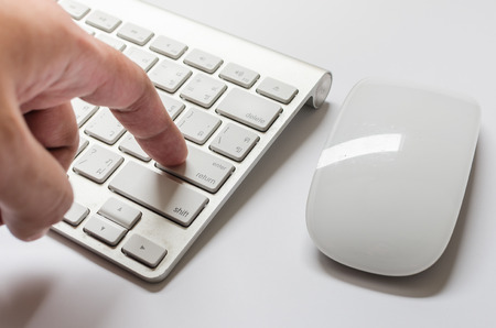 Finger push the button of keyboardの写真素材