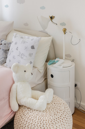 girl bedroom with dollsの写真素材