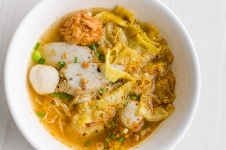 Hot and spicy Thai Noodle with tom yum soupの写真素材
