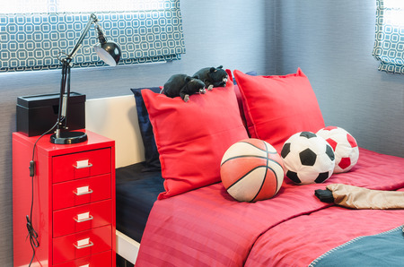 kid bedroom design with ball at homeの写真素材