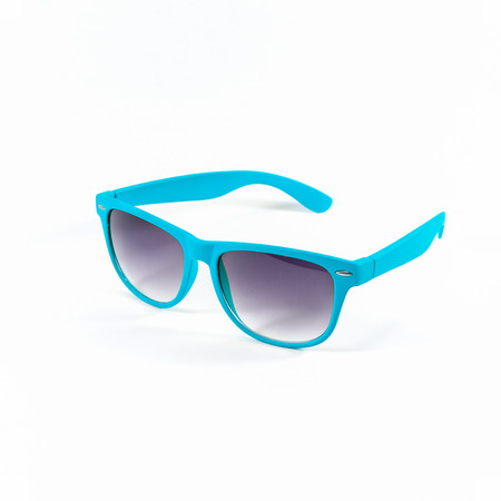 light blue sunglasses isolated on a white backgroundの写真素材