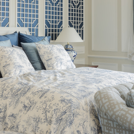 luxury king size bed in beroom with sofa bed at homeの写真素材
