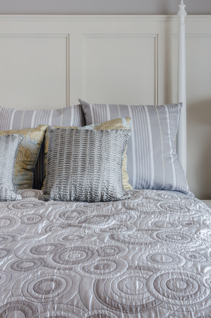 luxury king size bed with pillowsの写真素材