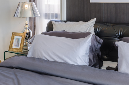 luxury lamp in bedroom at homeの写真素材