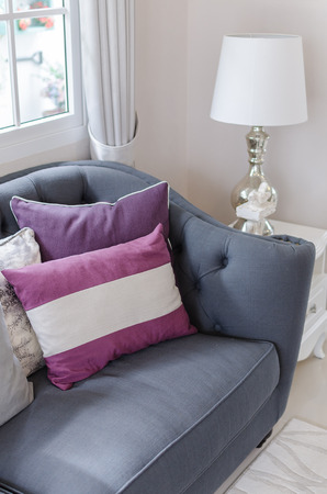 Luxury sofa in living room with classic lamp at homeの写真素材