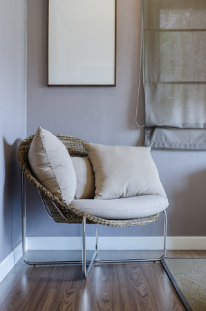 modern chair in bedroom at homeの写真素材