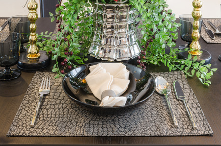 table set on luxury dinning tableの写真素材