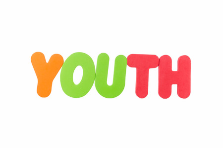 the colorful word YOUTH, isolated on whiteの写真素材