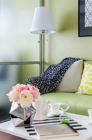 vase of flower in living roomの写真素材