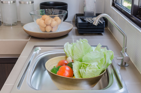 vegetables in the kitchen at homeの写真素材