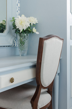 vintage style dressing table and chairの写真素材