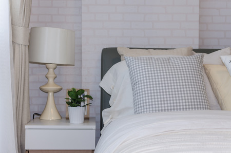 white modern bedroom design at homeの写真素材