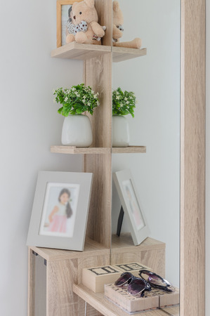 wooden girl's dressing table at homeの写真素材