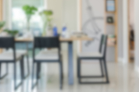 blur image of modern dinning room at homeの写真素材