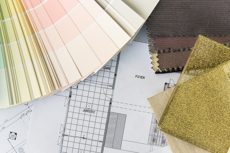 interior drawing with  material color scheme designの写真素材