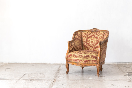 classic chair style in vintage room with white wall
