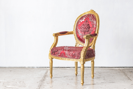 red classic chair style in vintage room with white wallの写真素材