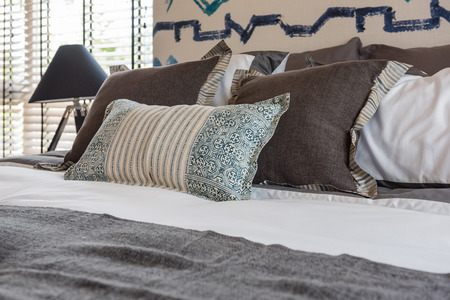 pillows on bed in luxury bedroom style