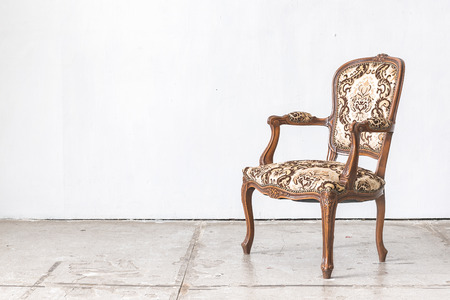 classic chair style in vintage room with white wallの写真素材