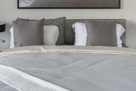 modern bedroom style with grey color tone designの写真素材